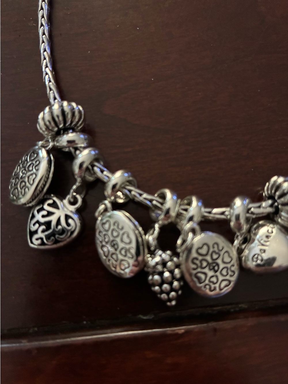 Silver Heart & Charm Bracelet - Women Jewelry